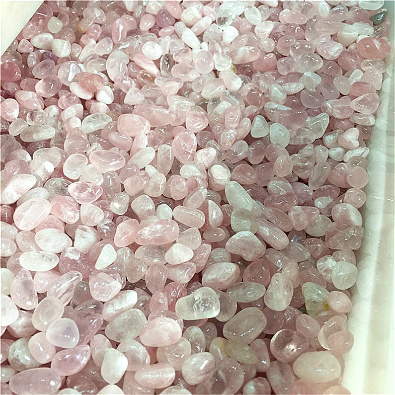 Natural small polished rough quarts stone tumble pink crystal tumbled rose quartz gravel for home decoration
