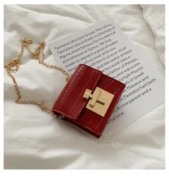 Crocodile Pattern MINI Crossbody Bags For Women Lock Messenger Shoulder Bag Lady Phone Handbags and Purses Stone Pattern