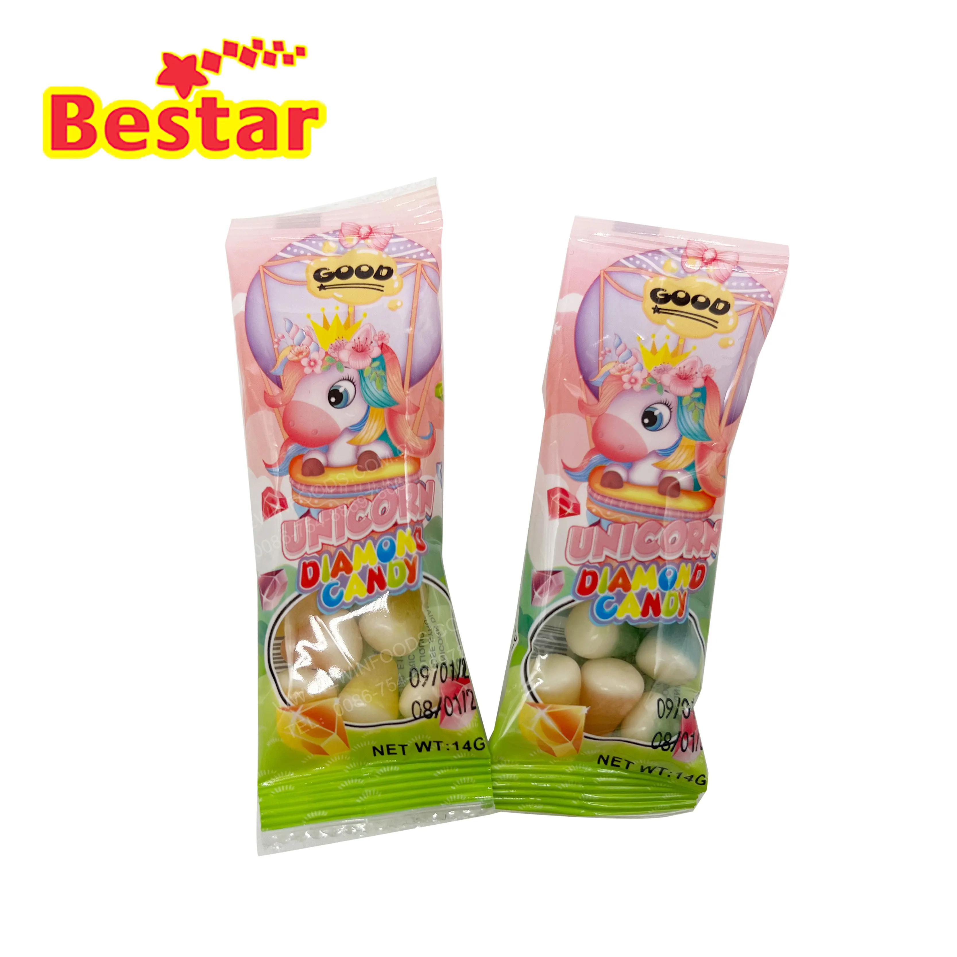 OEM manufacturers halal diamond candy speckled jelly bean fruit chewy candy gummy candy for wholesale