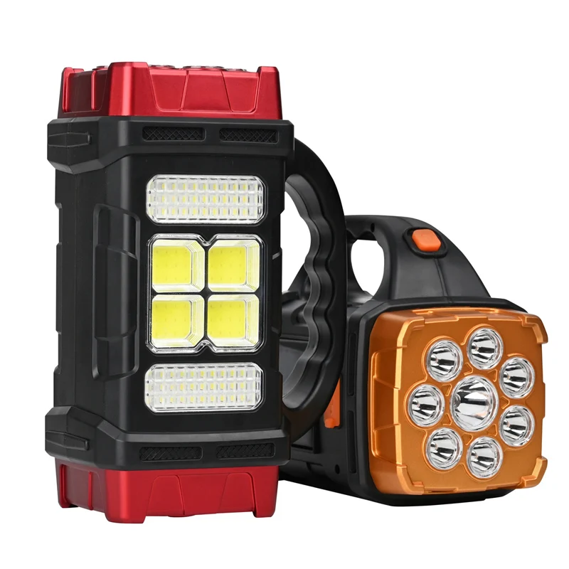Multifunctional Outdoor Emergency Portable Searchlight Solar Two-Color Usb Rechargeable Camping Lighting Flashlight