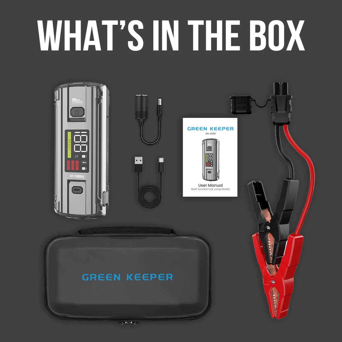 UltraSafe Jump Starter Pack Fit Extreme Temperatures High Discharge 3000A Jump Starter Power Bank With Led Light