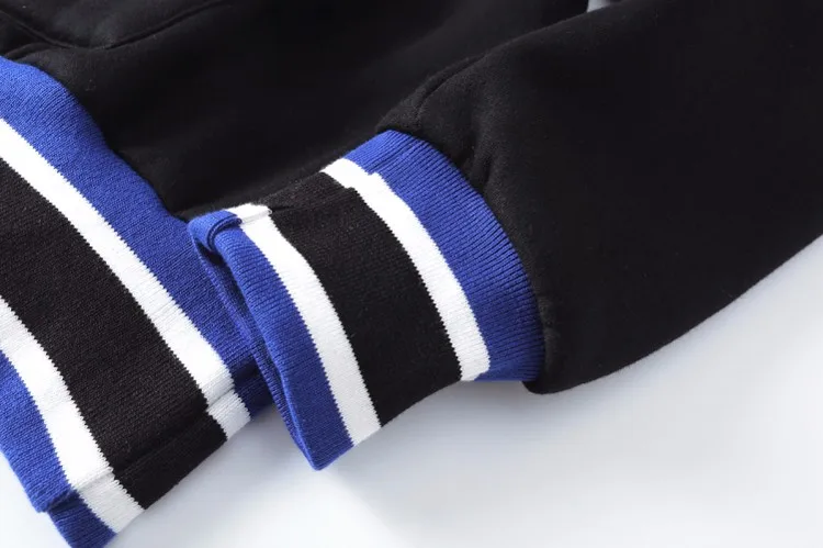 Men Clothing 2017 Custom heavy Baseball Shirt blue ribbon contrast color high quality pullover sweatshirt