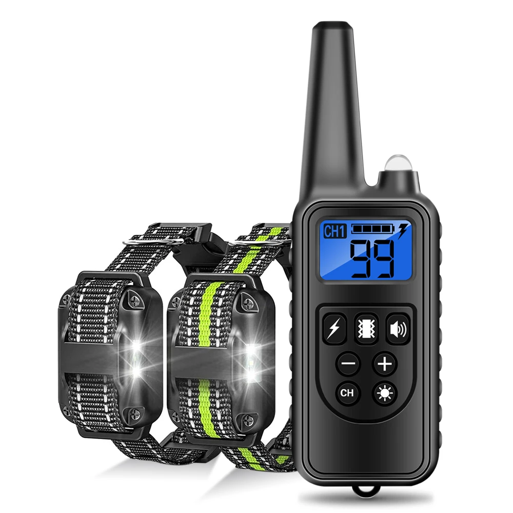 Waterproof Dog Anti Bark Collar 800m Distance Training Collar Remote Control Trainer Nylon Rope Collar With Vibration Sound