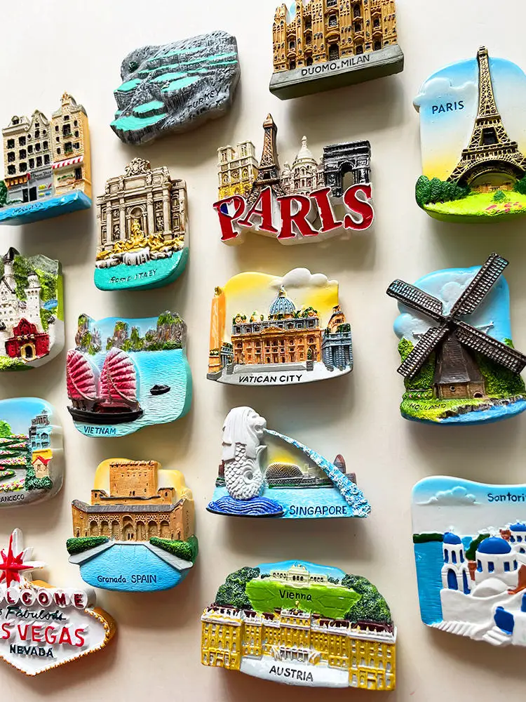 Custom Magnet Wholesale 3D France Tourist Souvenirs Resin Fridge Magnets Flag Refrigerator Magnet