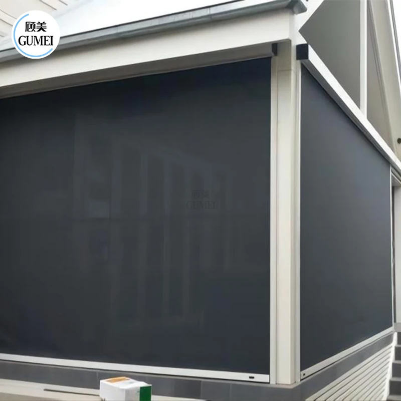 Easily Assembled Aluminium Roller Shades Outdoor Rainproof Motorized Zipped Screens
