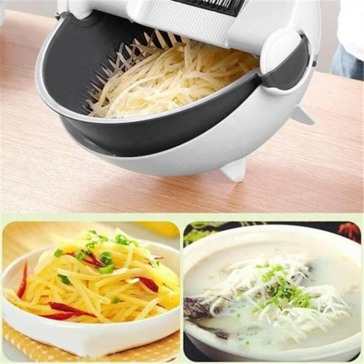 Best New 9 in 1 Multifunction Magic Rotate Vegetable Cutter with Drain Basket