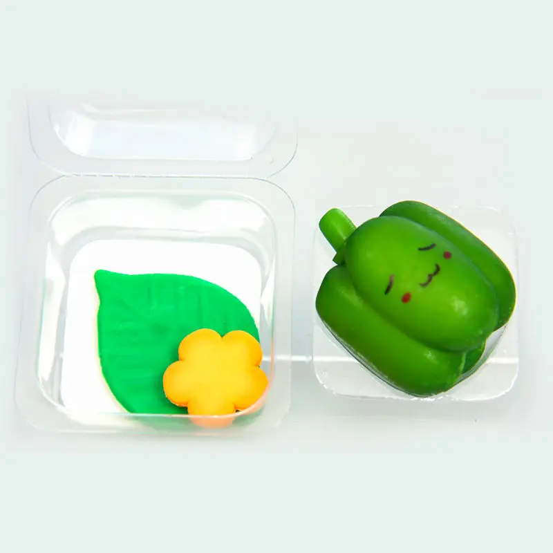 Hot sell wholesale custom OEM school supplies vegetable shape eraser for children PVC material rubber 3D Pencil eraser for kid