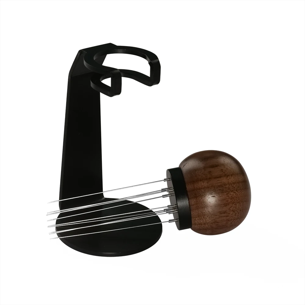 1SET Customized WDT Tool Espresso Distribution Tools Stainless Steel Needles Wood Handle Espresso Stirrer With Stand