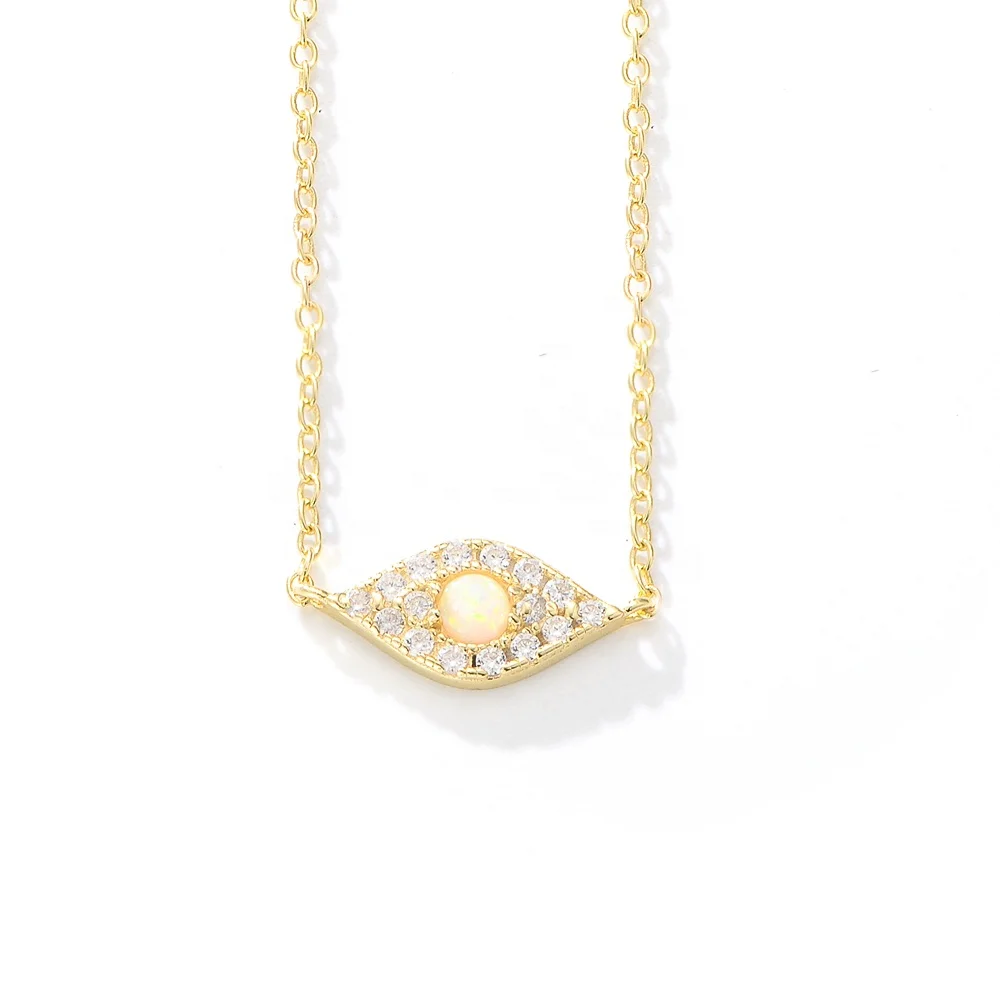 Woman Luxury Fashion Opal Choker Necklace Gold Plated Eyes Necklace for Birthday Gifts