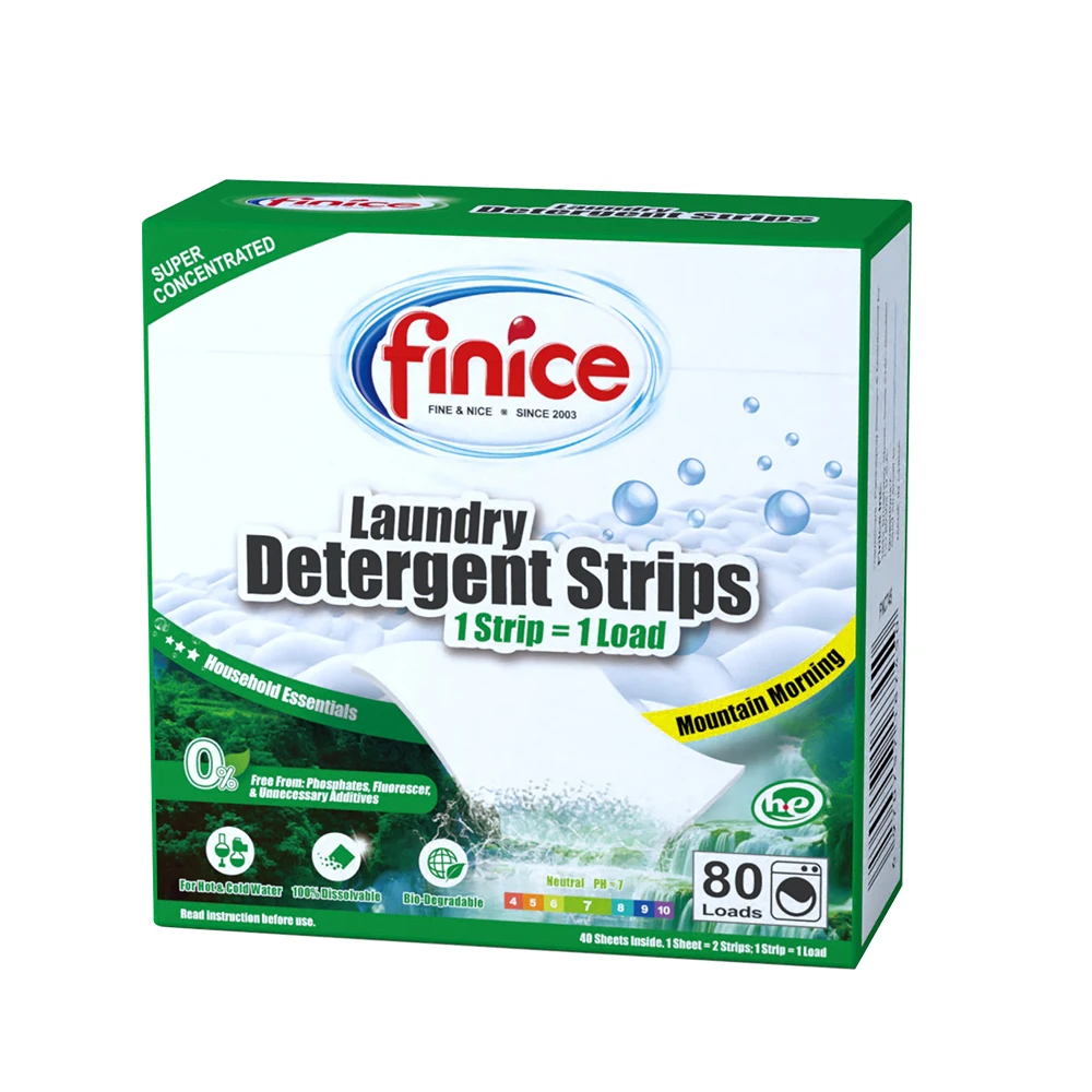 FNC745 Finice Cleaning Supplies Washing Detergent Paper Sheets Eco-friendly Concentrated Detergent Sheets