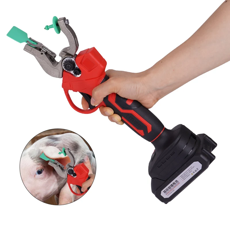 Split Type Electric Cattle Sheep and Pig Ear Tag Mounting Pliers Black Red Splicing Animal Applicator