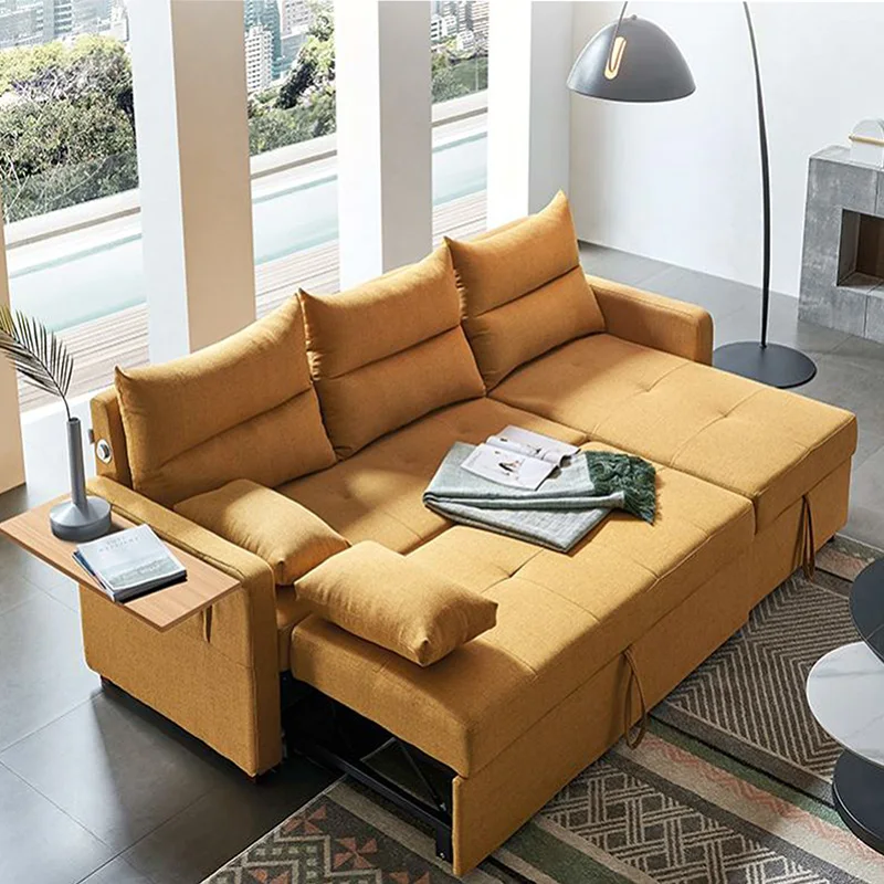 Modern Multifunctional L shape Sofa Turns To Bed Living Room Furniture Folding Portable 3 in 1 Sofa Bed With Storage For Sale