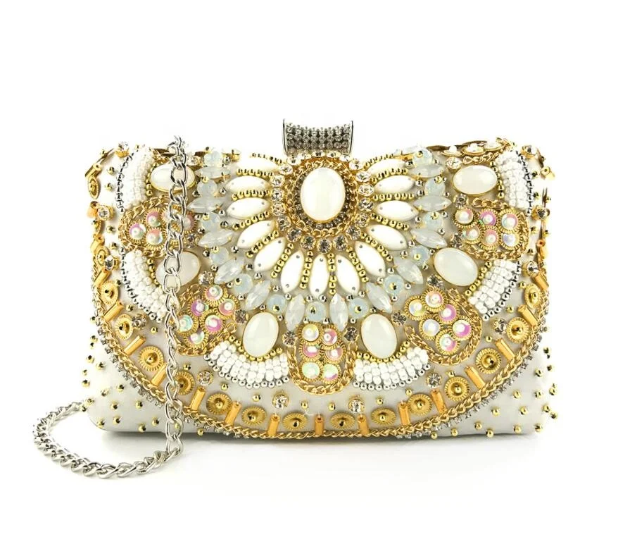 
High-grade wedding handmade bead embroidery crystal jewellyed evening bags 