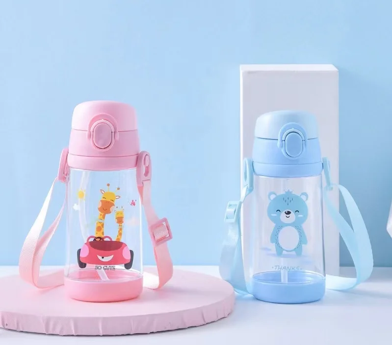 450ml Water Drinking School Kids Bottle  Bpa Free And Leak Free Straw Lid