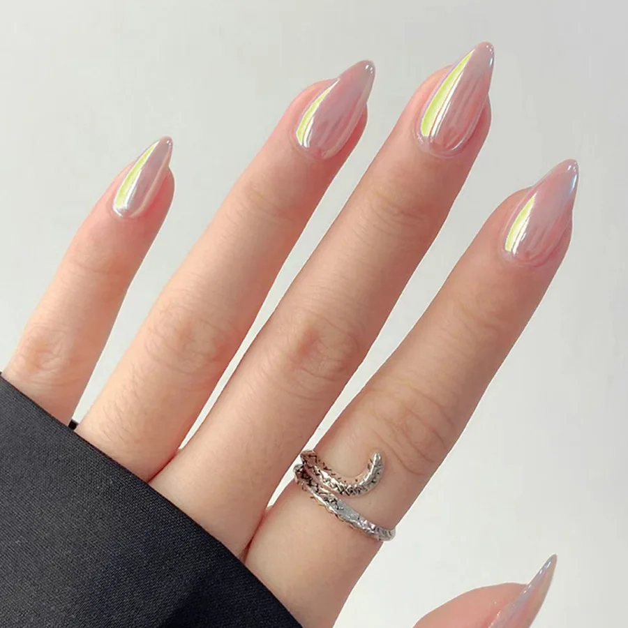Wholesale artificial nail fake medium length square/coffin-type pressed polish fake nail design French style