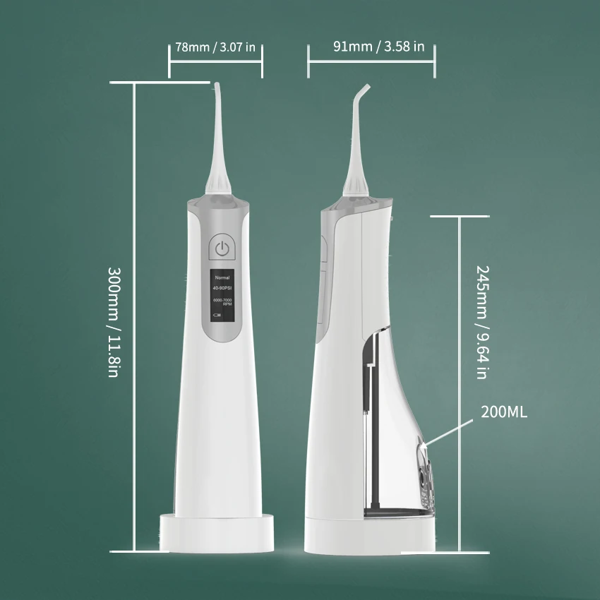 
IPX7 waterproof 3 modes smart portable water flosser oral irrigator with multiple hygienic tips 
