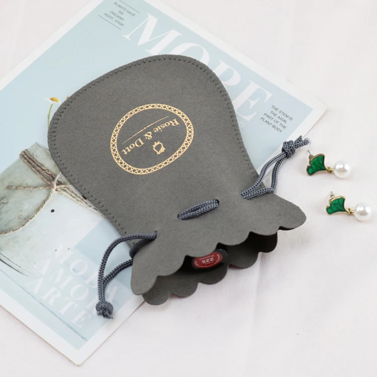 Wholesale custom suede jewelry pouch packaging with logo