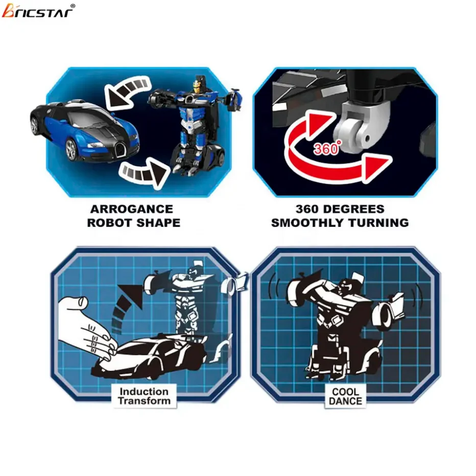 Bricstar Auto demo Remote Control Car Robot Toy gesture Transform 27M 1:18 5CH RC Deformation Car Toy With Light
