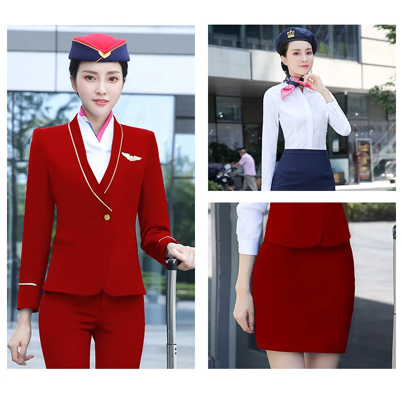 AI-MICH Professional Overalls Long Sleeves Wicks Away Moisture Flight Attendant Uniform Customization Wholesale Aviation