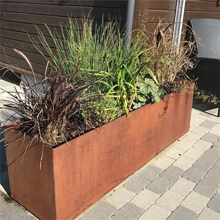 Garden Customized Corten Steel Cube Planter Rust Square Metal Plant Flower Pots Outdoor Box Planters