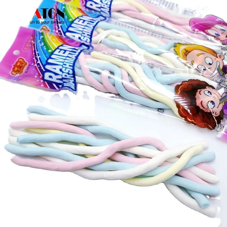 Fruit flavored noodle shaped beef gelatin fish gelatin marshmallow candy
