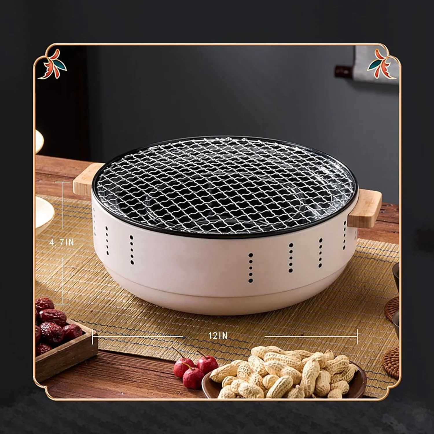 Table Portable Stainless Steel Charcoal Grill BBQ Stove Heating Stove Indoor Household around the Stove to Cook Tea