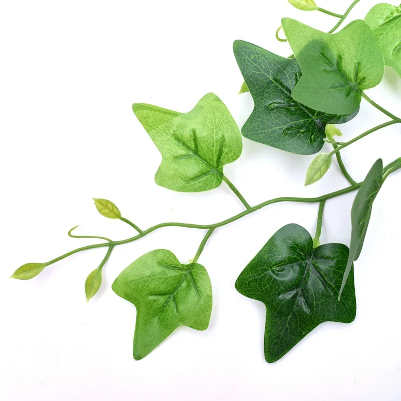 Vine Artificial Vertical Garden Wall Plastic,silk Flower Green Natural , Real Touch Simulation Rattan 2.3m Length Opp Bag