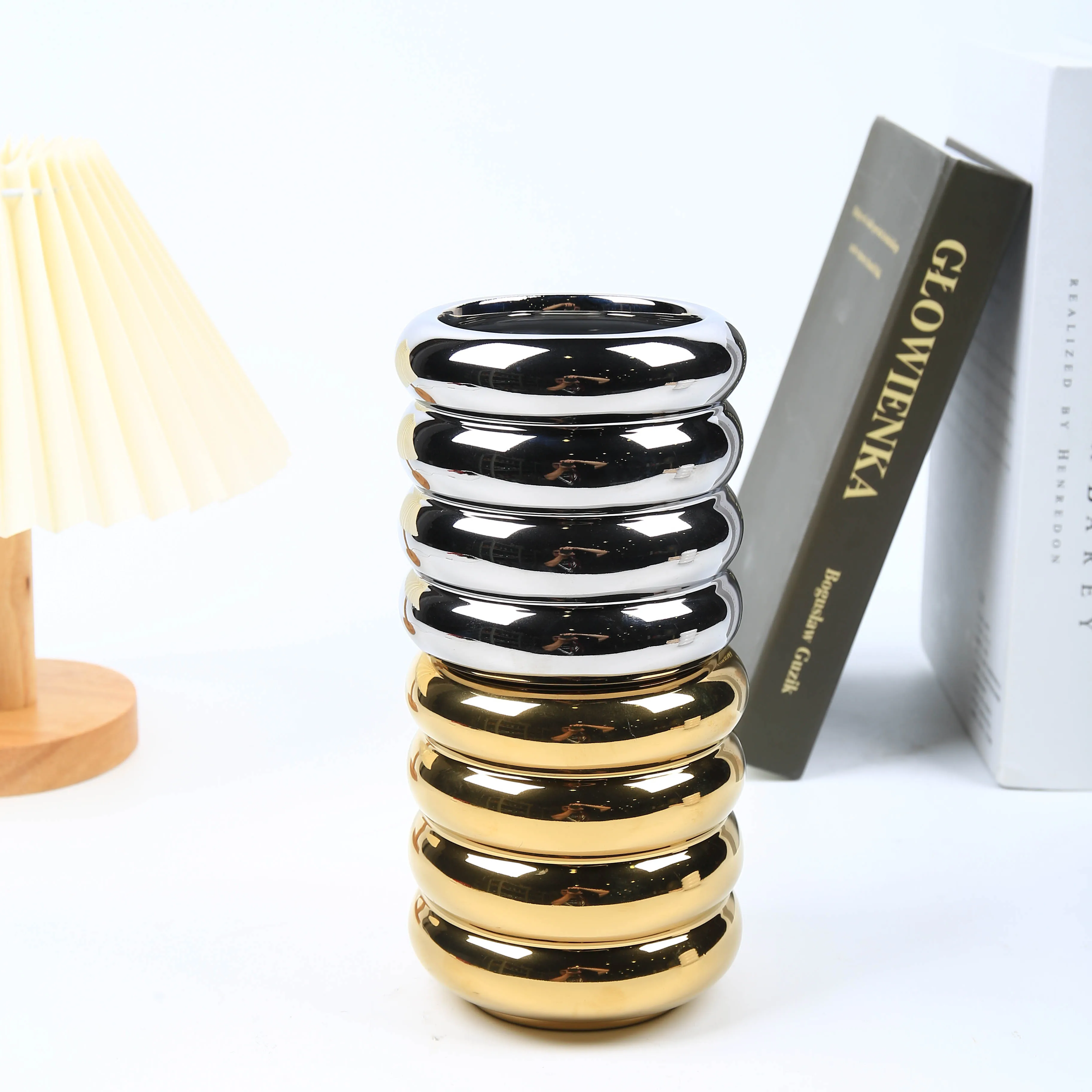 Wholesale Plating Gold Silver Ceramic Flower Pot Custom Living Room Tall Planter Suculent Pot Luxury Decorative Pots