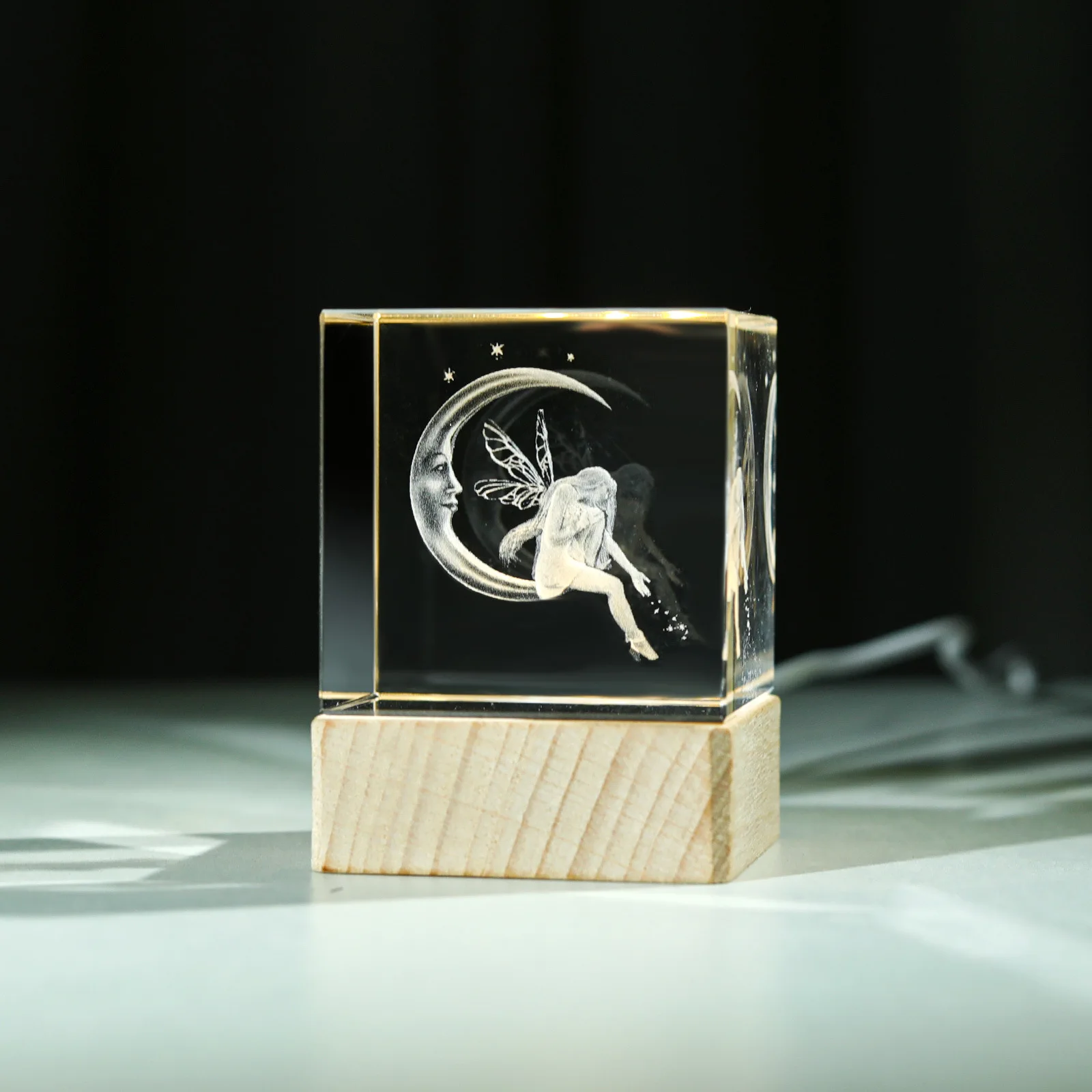 High Quality K9 Transparent Crystal Cube Home Decoration LED Light Multi-coloured Crystal Cube