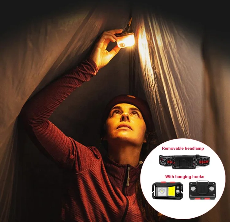 Red Green White Blue RGB Led Head Torch Sensor Camping Fishing Running Waterproof Cob Rechargeable Headlamp Flashlight