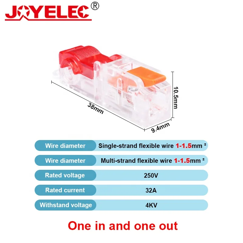 JOYELEC T-Type Electrical Wire Connector Stripping-Free Brancher Quick Cable Wiring Terminal Block Copper Core One-In Two-Out