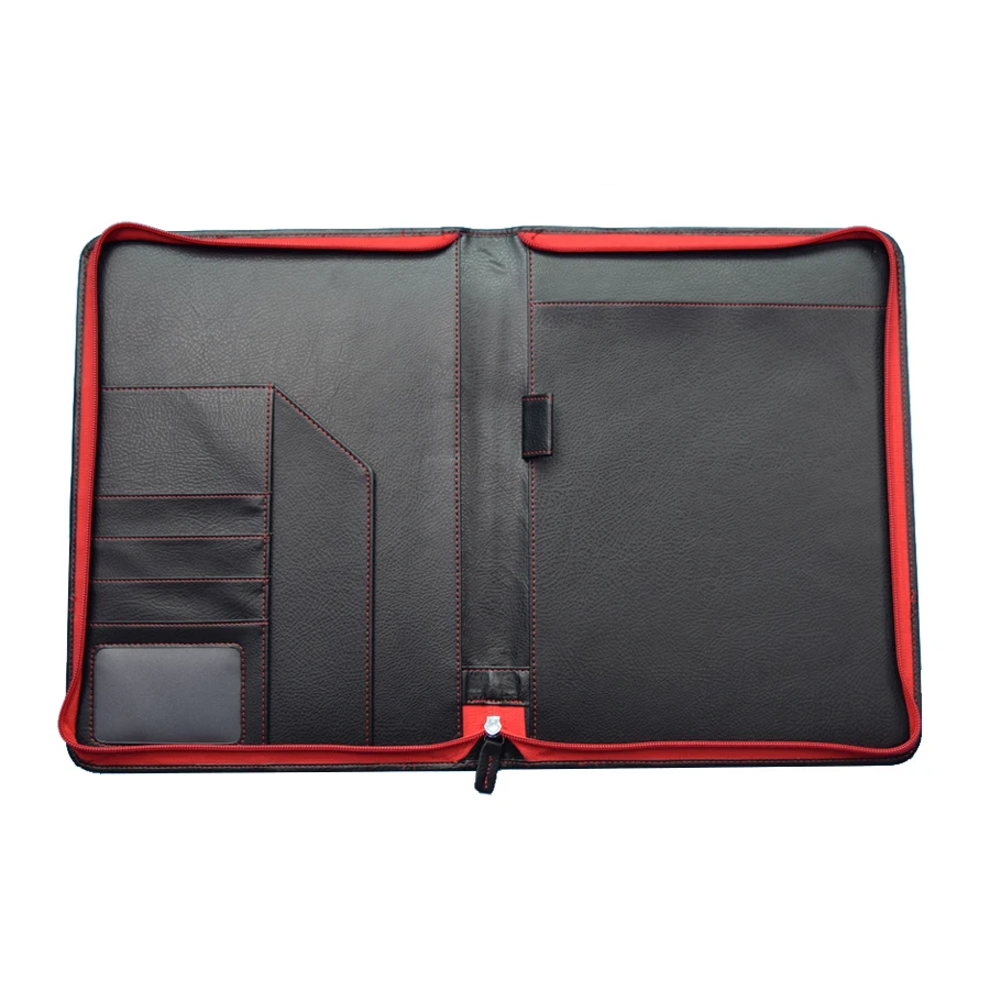 custom PU PVC leather A4 zipper cardboard document folder