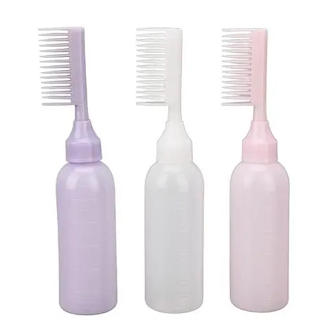 Hair Salon Tools Plastic Beauty Salon Hair Coloring Dye Bottle Shampoo Root Color Comb Oil Applicator Bottle