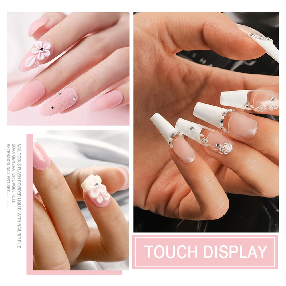Fast-Drying Acrylic Powder Set for Nail Decoration Featuring Sand Sugar Use with Nail Drill/Nail Lamp Complete Kit