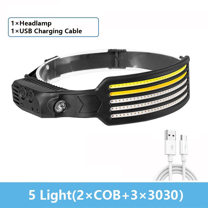 Headlamp Flashlight Ultra-Light Bright Led Rechargeable Headlight With White Red Light And Motion Sensor Head Lamp