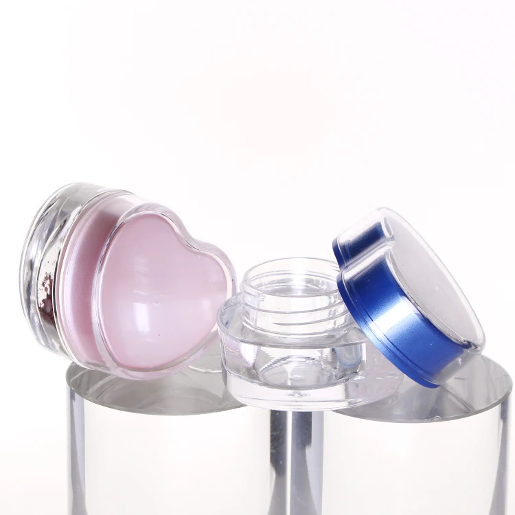 5g 10g heart shaped cute empty clear powder bottle colored nails salon lip scrub containers with lid for hair gel
