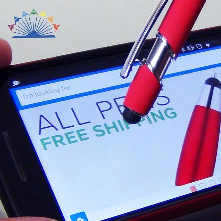 Wholesale New Soft Touch Screen Stylus  Metal Ball Pen With Engraved Custom Logo Multi Color 1.0 mm Writing Width For Gift