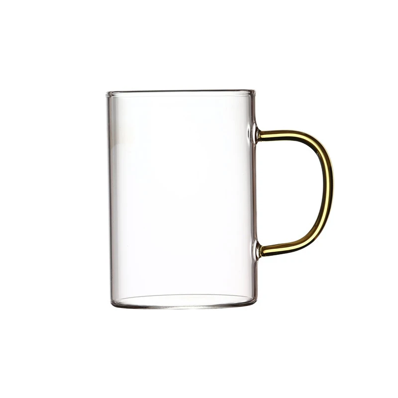 Coffee juice mug wholesale custom simple high borosilicate glass home straight transparent tea office anti-mixing color