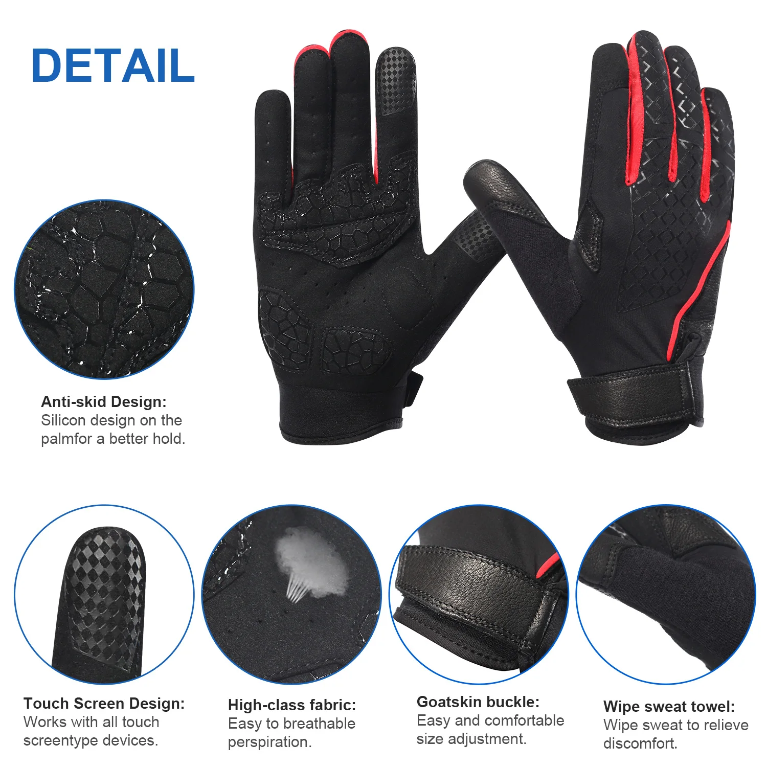 Summer Road Car Mountain Bike Riding Gloves Full Finger Bicycle Gloves