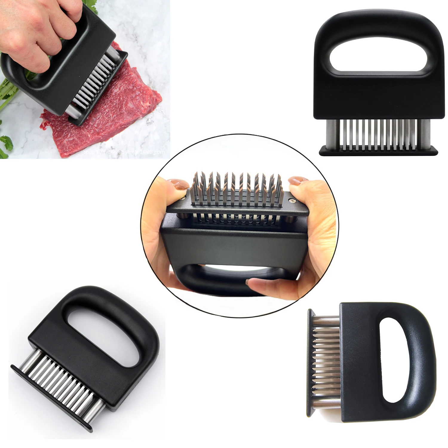 Meat Tenderizer W/T 48 Stainless Steel Ultra Sharp Needle Blades for Tenderizing Poultry Beef Pork Turkey Fish  Marinade BBQ
