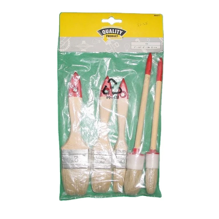Eterna PBS-075 5 PC Paint Brush Set White Bristle Wooden Handle cheap style paint brush
