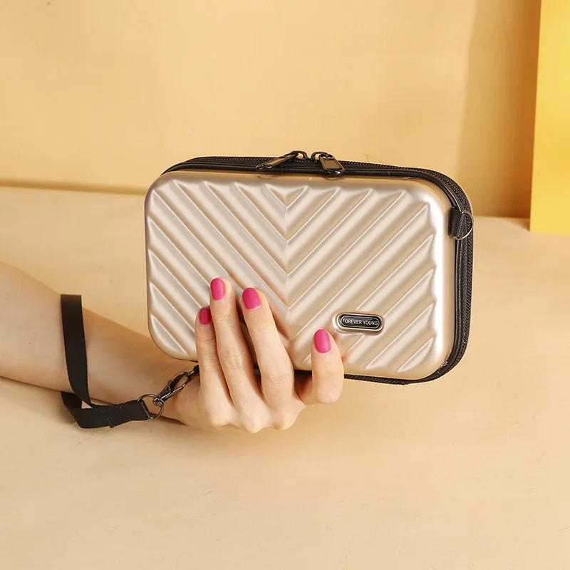 Wholesale Mini Carrying Shoulder Strap ABS PC Hard Shell Bag Portable Women Cosmetic Organizer Makeup Case