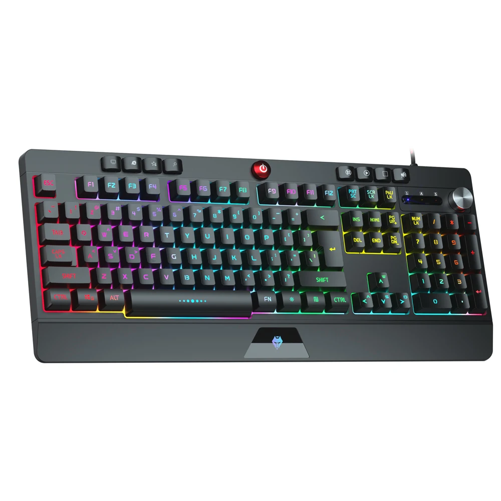 Лучшая дешевая мембранная игровая клавиатура RGB с подсветкой, мультимедийными клавишами, макроклавишами, выделенным медиа-контролем