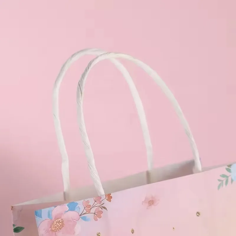 Luxury Romantic Girl Party Custom Logo Gift Kraft Paper Bag Reusable Shopping Grocery Felt Tote Wedding favor gift bag