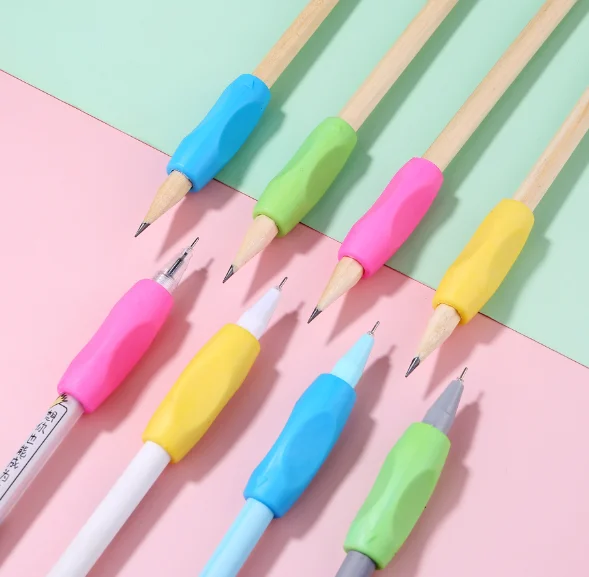 Simple clear soft rubber pen pencil grip used for school kids pencil grip