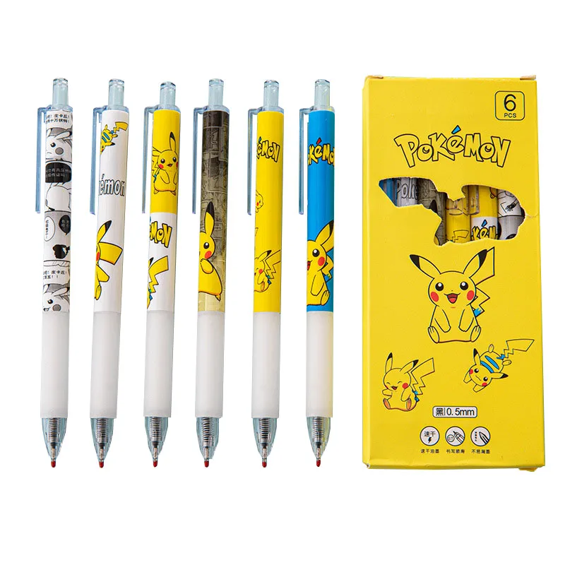 High Quality Cute Cartoon Pikachu Style Clip Press Pen INS Student Exam ST Pens Tip Smooth Writing 0.5mm Carbon Black Pen