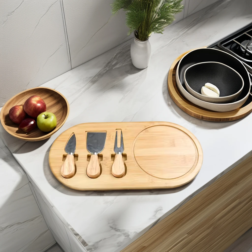 Custom Bamboo Charcuterie Board Set Cheese Serving Board and Chopping Block Wood Product