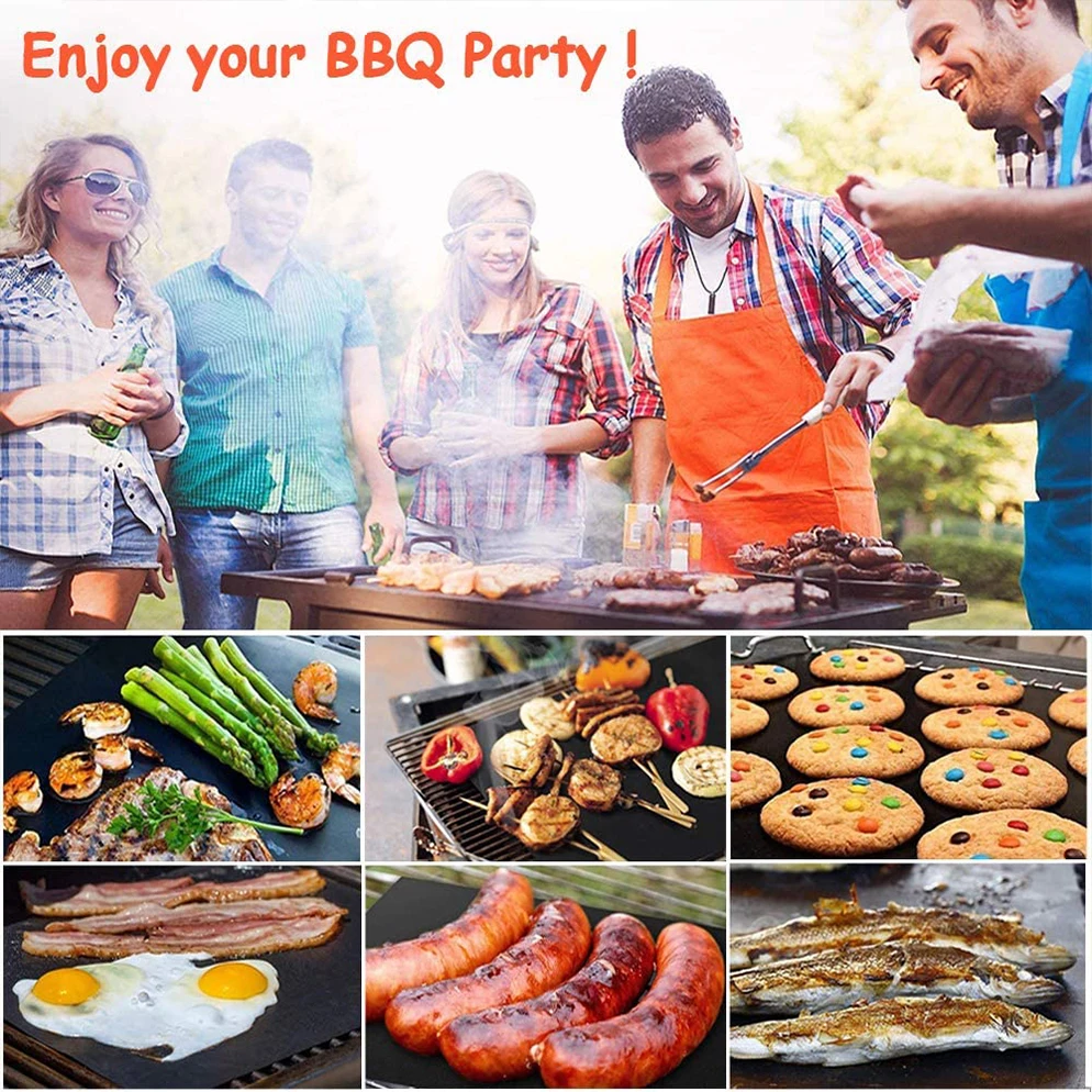 pfoa free Reusable Barbecue Cooking BBQ Grill Mesh Mat for Grilling