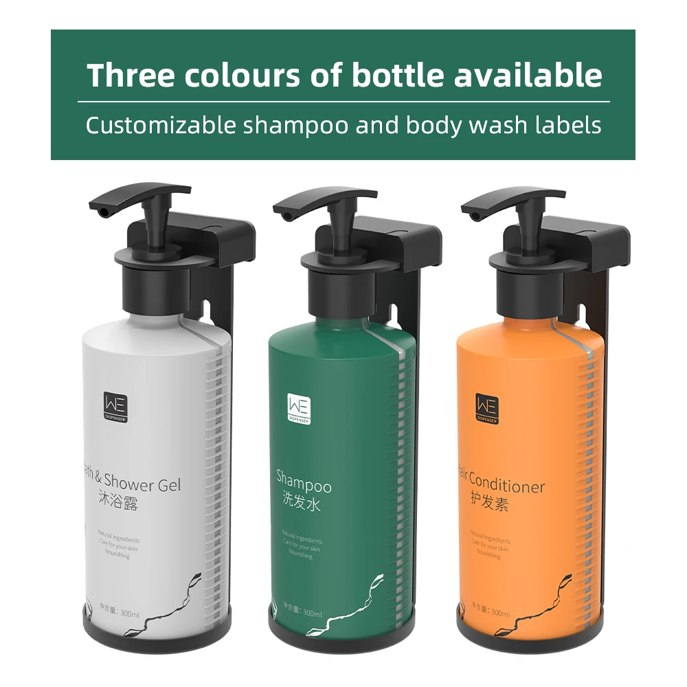 Modern Wall Mounted Shampoo and Conditioner Dispenser Magnetic Lock Refillable Shower Soap Dispenser for Bathroom