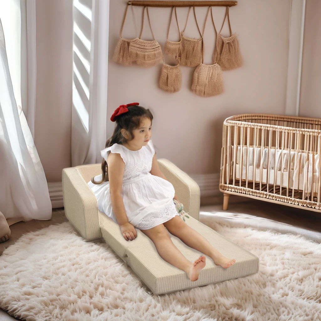 2-in-1 Flip Open Chair Sofa Bed Kids Foam Sofa Kids Folding Mini Sofa Toddler Comfy Fold Out Couch for Kids Nap and Play
